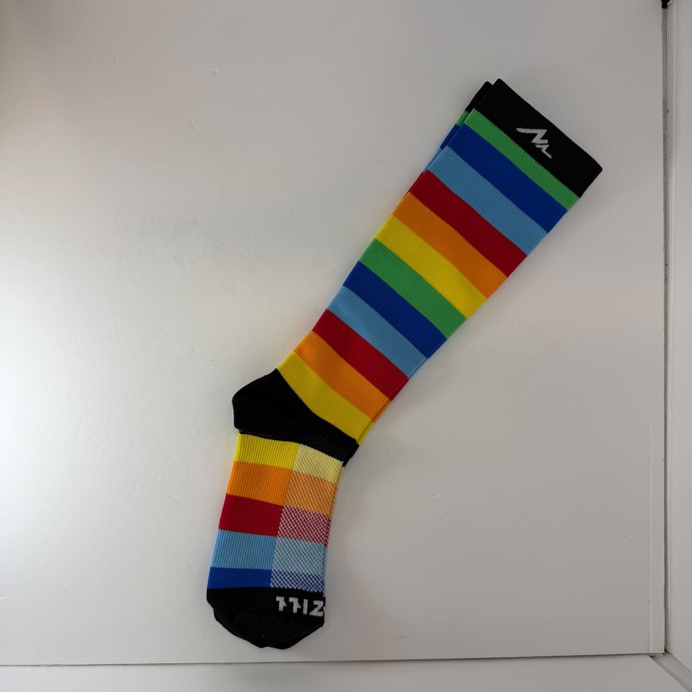 Newzill Rainbow Compression Socks Knee High Striped Athletic Multi-Color X-0010